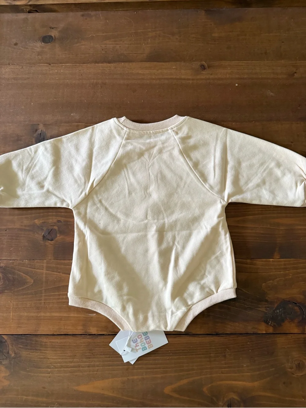 Cream Smiley Face Baby Sweatshirt Romper Onesie